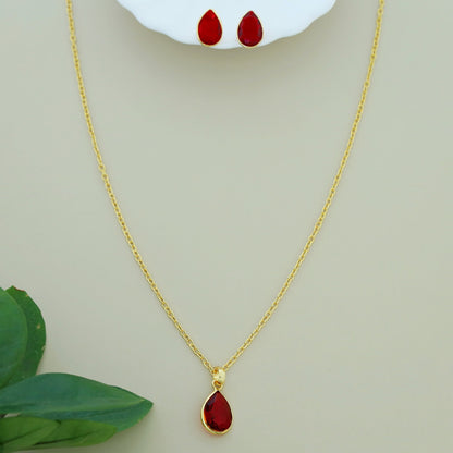 Glossy Drop Neckpiece With Stud